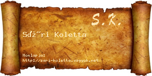 Sári Koletta névjegykártya